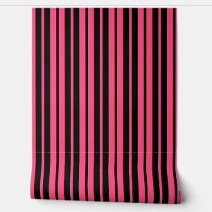 Pink Black Vertical Stripes Muster Tapete