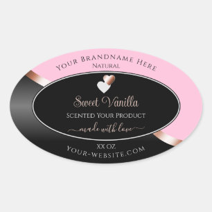 Pink Black Wavy Rose Gold Hearts Produktkennzeichn Ovaler Aufkleber