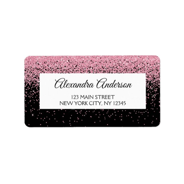 Pink Black Wedding Glitzer und Sparkle Adressaufkleber (Vorne)