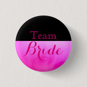 Pink & Black Wedding Team Bridge Button