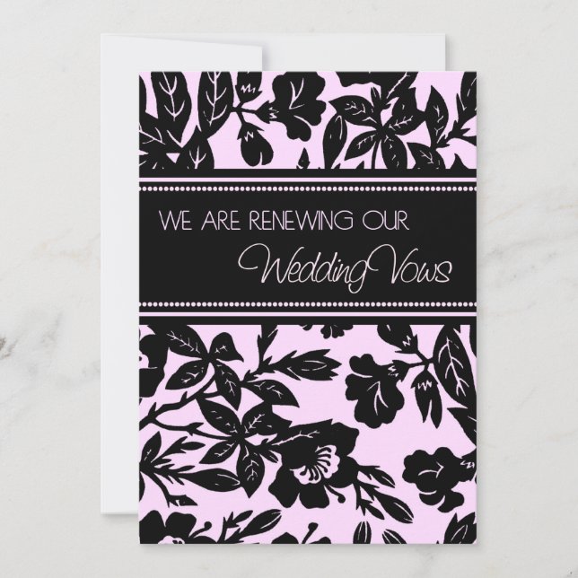 Pink Black Wedding Vow Renewal Invitation Card Einladung (Vorderseite)
