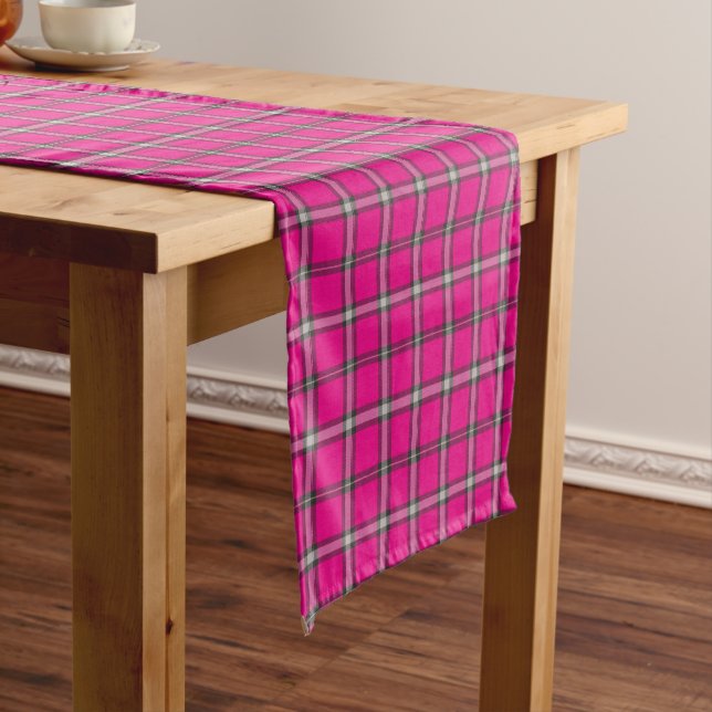Pink Black White Plaid Bright Table Runner Kurzer Tischläufer (Beispiel)
