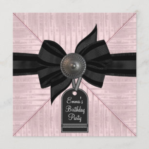 Pink Black Womans Birthday Party Einladung