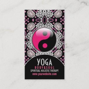 Pink Black YinYang Yoga Balance Business Cards Visitenkarte