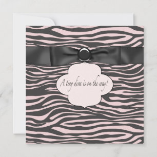 Pink Black Zebra Baby Girl Dusche Einladung