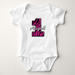Pink Black Zebra Ein Jahr alter Säugling Strampler