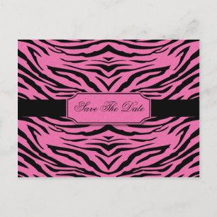 Pink Black Zebra Save the Date Ankündigungspostkarte