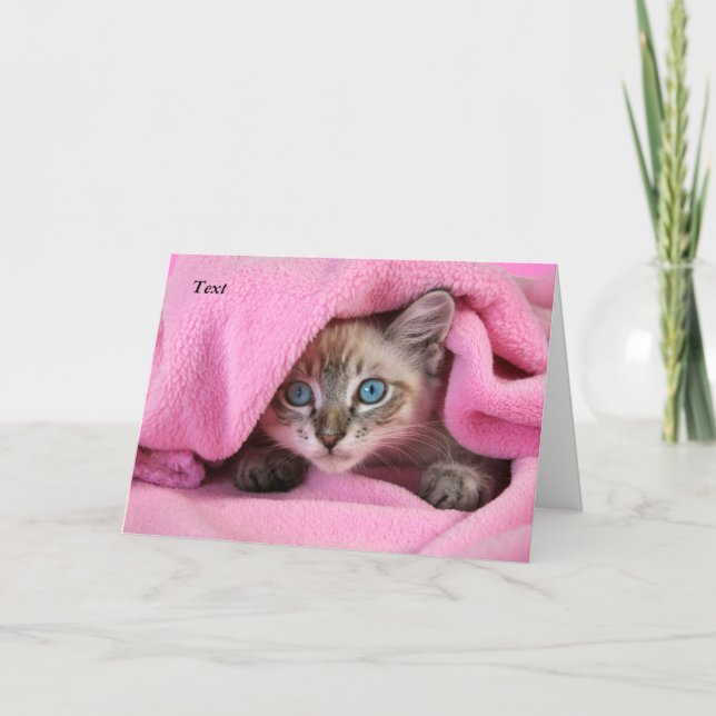Pink Blankie Denken Sie an Ihre Cat/Kitten-Karte Karte (Vorderseite)