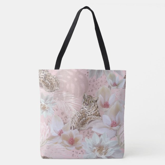 Pink Bläserleopard Muster Fashion Tasche (Vorderseite)