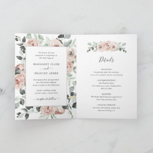 Pink bläserne Rose Faltenblüte Hochzeit Einladung