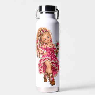 Pink&Blau Flower Child Boho Mädchen Trinkflasche