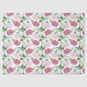 Pink & Blau-grüne Blume Muster Wasserfarben Seidenpapier