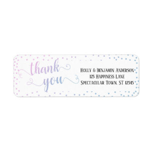 Pink Blau Ombre Konfetti-Typografie Danke
