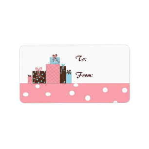 Pink, Blau und Schokolade Braun Packungen Adressaufkleber