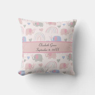 Pink Blaue Elefanten Regenbogen Kinderzimmer Kissen