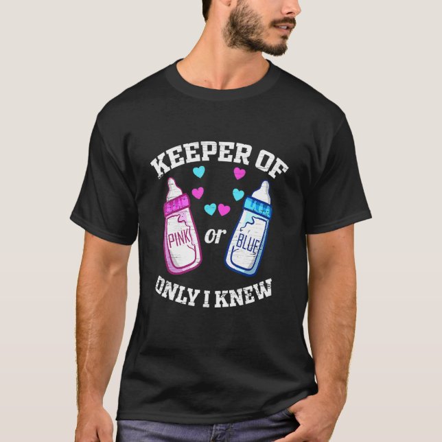 Pink-blaue Mutterschafts-Halter Männer T-Shirt (Vorderseite)