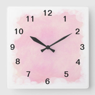 Pink Blendet weiße Blasen und Wolken Wall Clock Quadratische Wanduhr