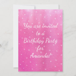 Pink Blends White Stars Geburtstagsparty Einladung