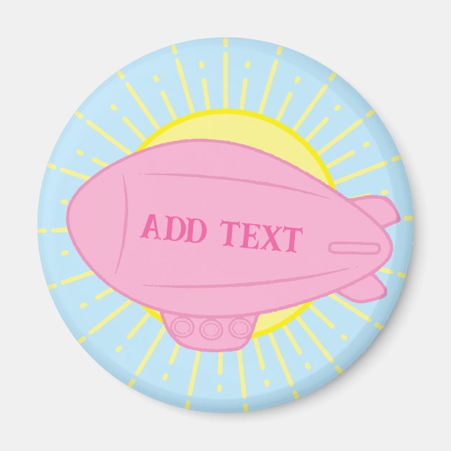 Pink Blimp Ballon in Sunny Sky Magnet (Vorne)