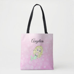 Pink Blonde Mermaid Personalisiert Tote Bag