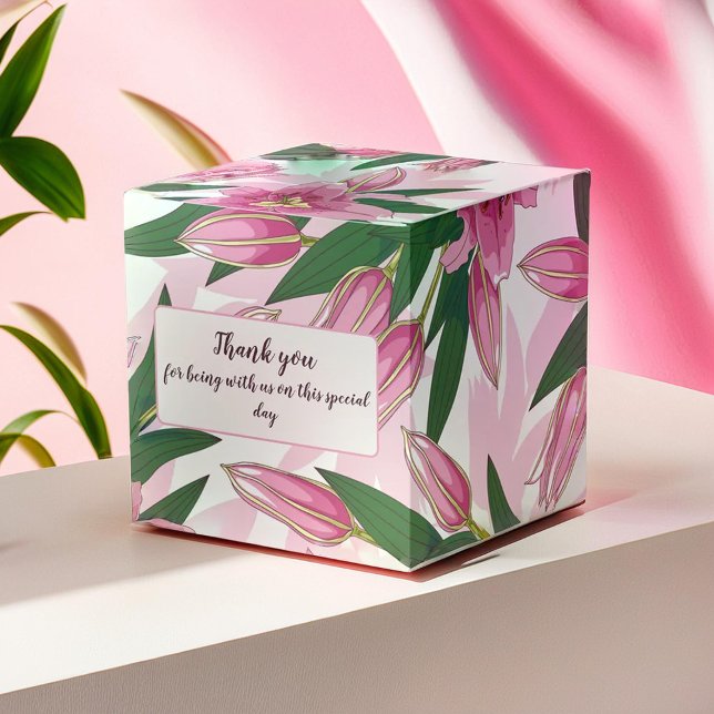 Pink Blooming Lily Danke / Willkommen Geschenkschachtel (Pink Blooming Lily Thank you / Welcome Favor Boxes)