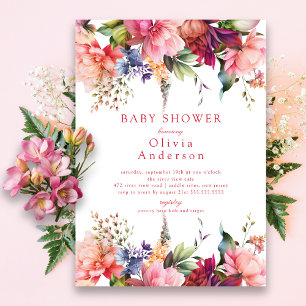 Pink Blooms Baby Dusche Einladung
