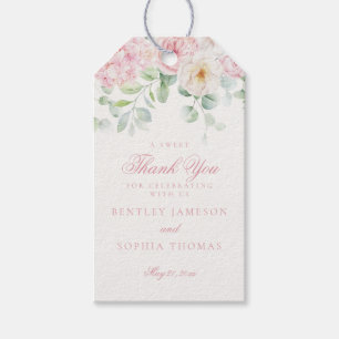Pink Blooms Floral Hydrangea Gastgeschenk Hochzeit Geschenkanhänger
