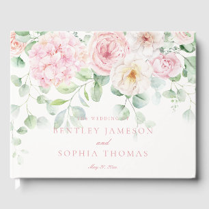 Pink Blooms Floral Hydrangeas Wedding Gästebuch