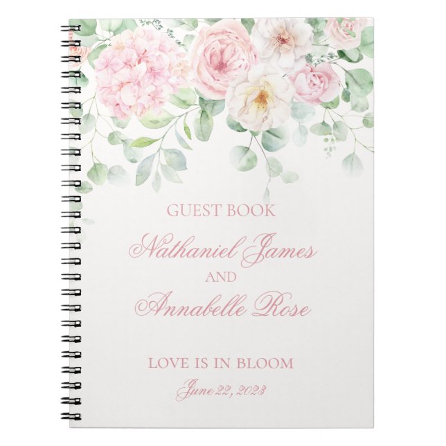 Pink Blooms Floral Hydrangeas Wedgebook Notizblock (Vorderseite)