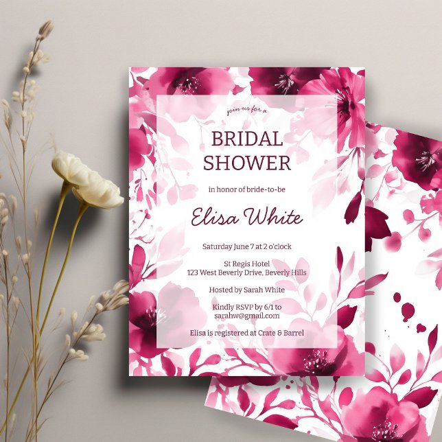 Pink Blooms Watercolor Brautparty CUSTOM Einladung (Pink Blooms Watercolor Bridal Shower CUSTOM Invitation
)