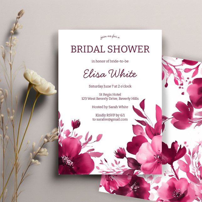Pink Blooms Watercolor Brautparty CUSTOM Einladung (Pink Blooms Watercolor Bridal Shower CUSTOM Invitation
)