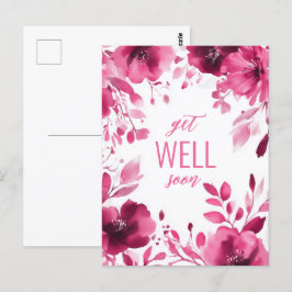 Pink Blooms Watercolor WIRD SCHON BALD GUT. Postkarte