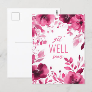 Pink Blooms Watercolor WIRD SCHON BALD GUT. Postkarte