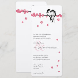 Pink Blossom Bezauberter Wald Chickadee Hochzeit Einladung