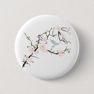 Pink Blossom Bird Button