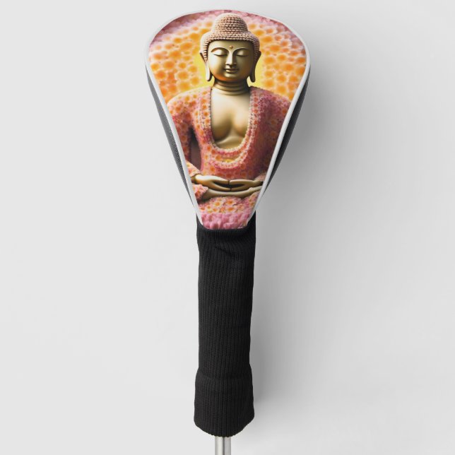 Pink Blossom Blume Buddha Meditation Golf Headcover (Vorderseite)