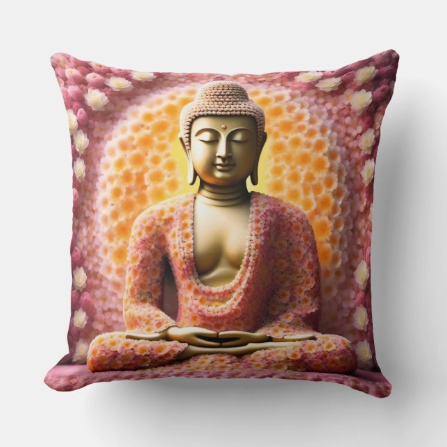 Pink Blossom Blume Buddha Meditation Kissen (Vorderseite)