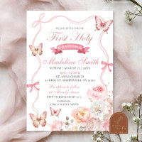Pink Blossom Floral Butterfly erste heilige Kommun