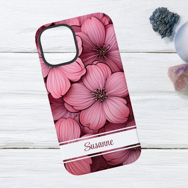 Pink Blossom Floral iPhone 12 Fall individuell ein iPhone Hülle (Von Creator hochgeladen)