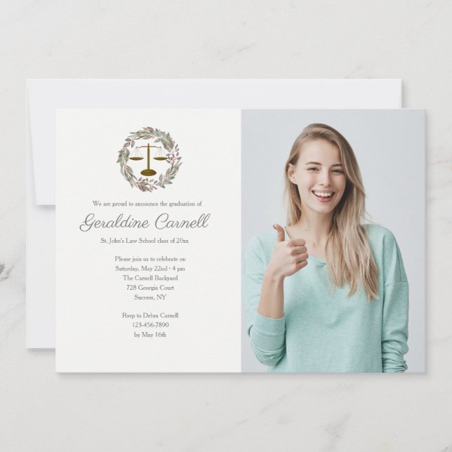 Pink Blossom Foto Kranz Einladung (Vorderseite)