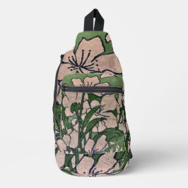 Pink Blossom Green Crossbody Bag