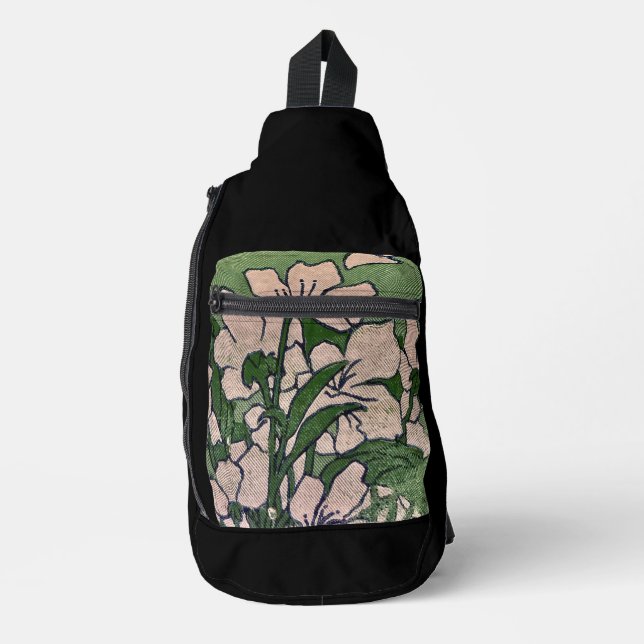 Pink Blossom Green  Crossbody Bag (Vorderseite)