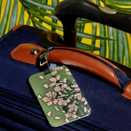 Pink Blossom green Luggage Tag Gepäckanhänger