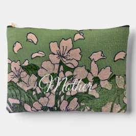 Pink Blossom Green Print Cut Sew Bag Zubehörtasche