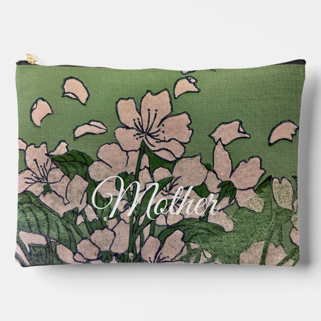 Pink Blossom Green  Print Cut Sew Bag Zubehörtasche (Vorderseite)