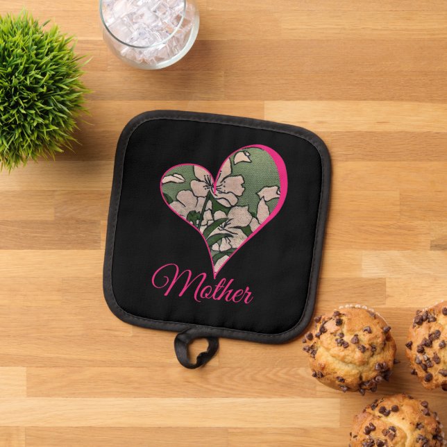 Pink Blossom Green   Topflappen (Oben Unten)