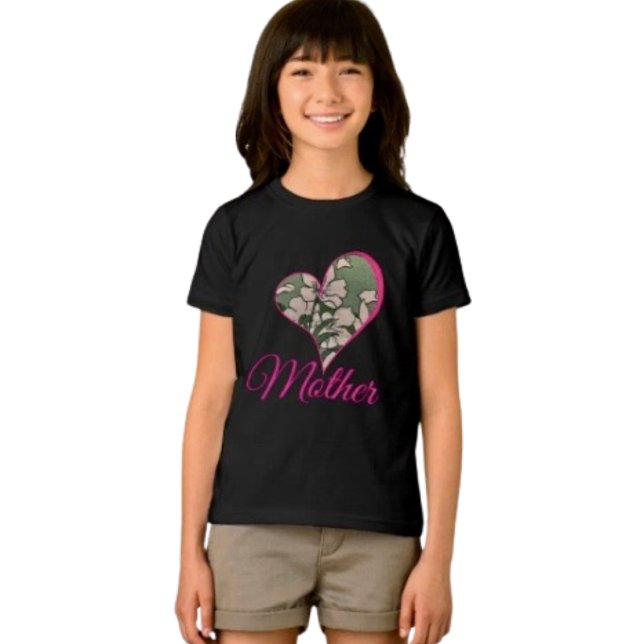 Pink Blossom Green Tri-Blend Shirt (Cute and comfy kids’ tee for Mother’s Day—perfect for celebrating Mom with big smiles)