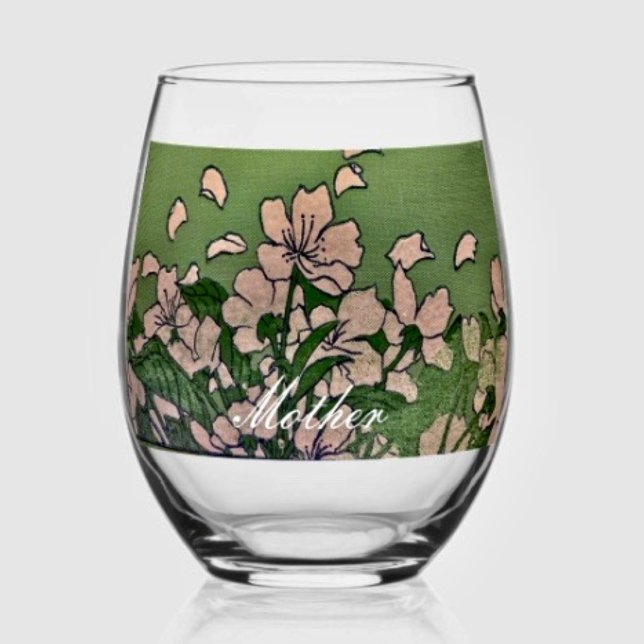 Pink Blossom Green Weinglas Ohne Stiel (Von Creator hochgeladen)