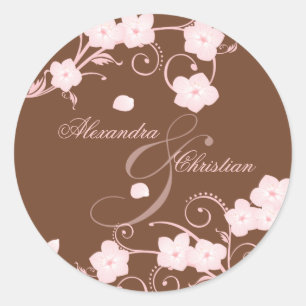 Pink Blossom Hochzeit retten Datum Ankündigung Runder Aufkleber