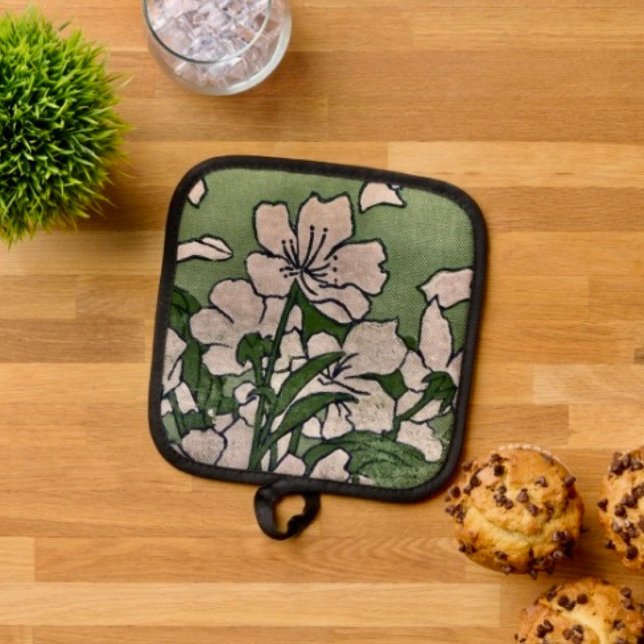 Pink Blossom Kaskade  Topflappen (Pot Holder Full rubber protection cover no slip silicon hanging loop. 
)
